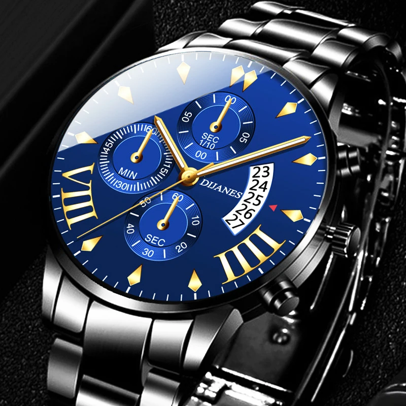 

relogio masculino Mens Fashion Watches for Men Business Casual Stainless Steel Quartz Watch Date Calendar Clock montre homme