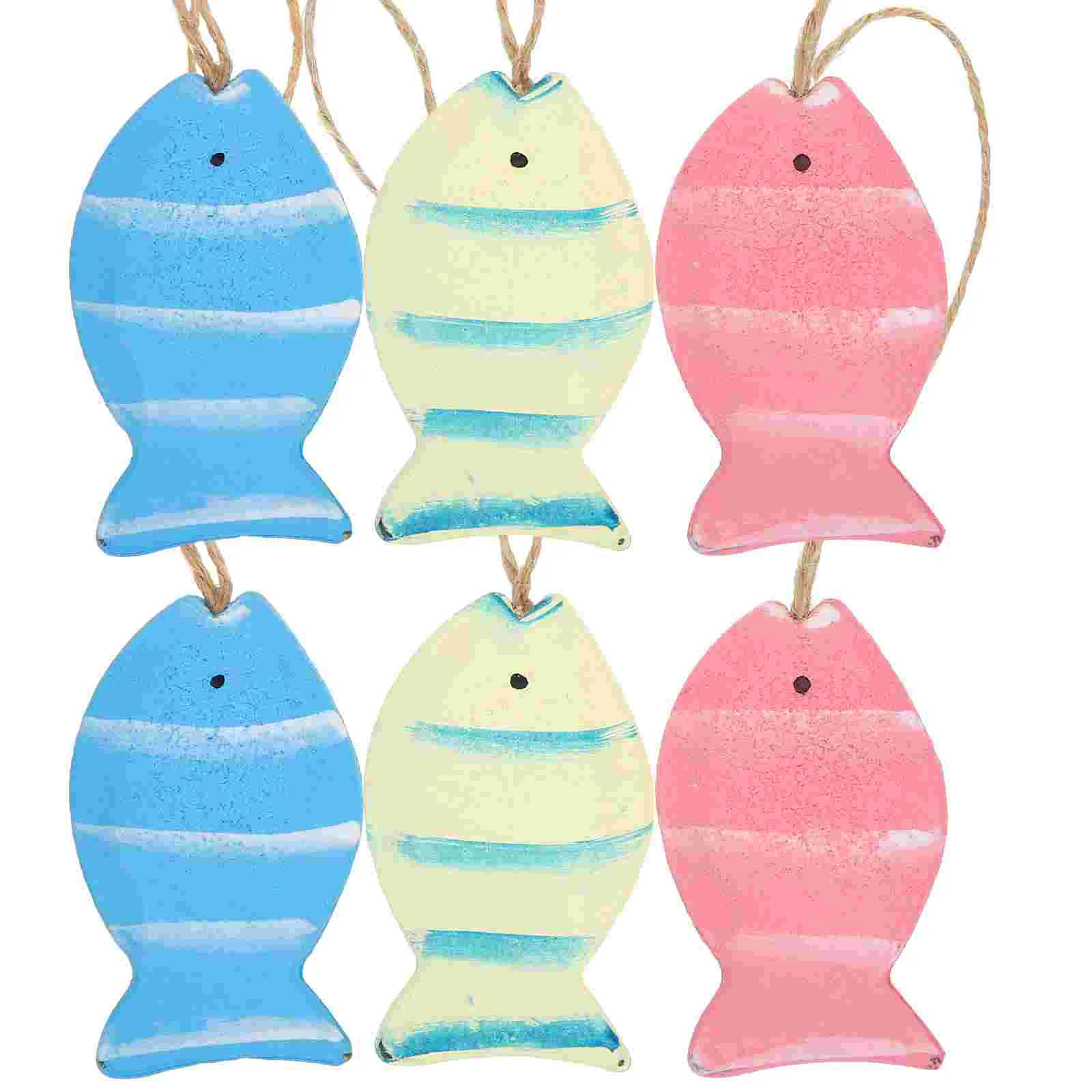 6Pcs Hanging Wooden Decorations Beach Theme Home Decoration Wall Ornament