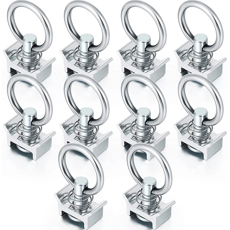 

10Pcs Single Stud Fitting L Track 4,000LB Capacity With Stainless Steel Round Ring Aluminum Keeper Cargo Control