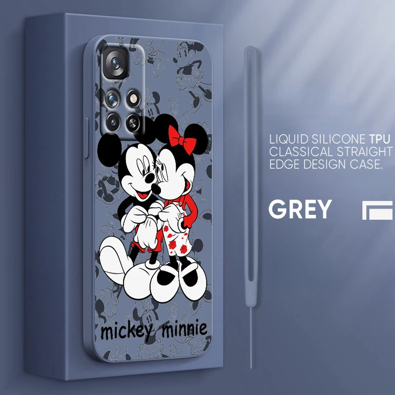 

Cute Disney Minnie Phone Case For Redmi Note 12 11T 11S 11E 10S 10T 10 9T Pro Plus Liquid Rope Funda Cover