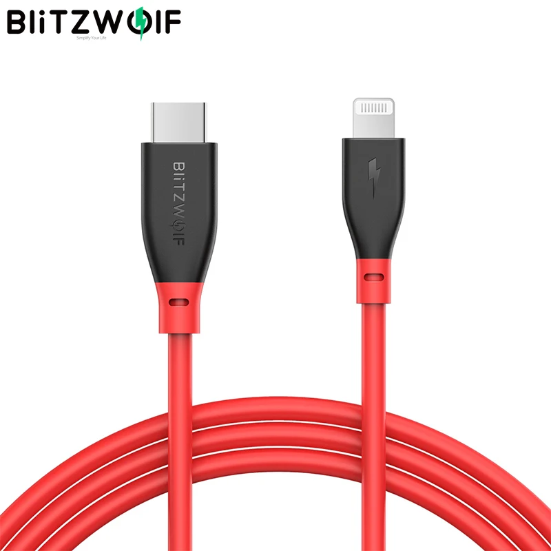 BlitzWolf 0.9m USB C to LightningCharging Cable 3A Type C PD Fast Charging Data Cable Male to Male Cables for iPhone 13 12