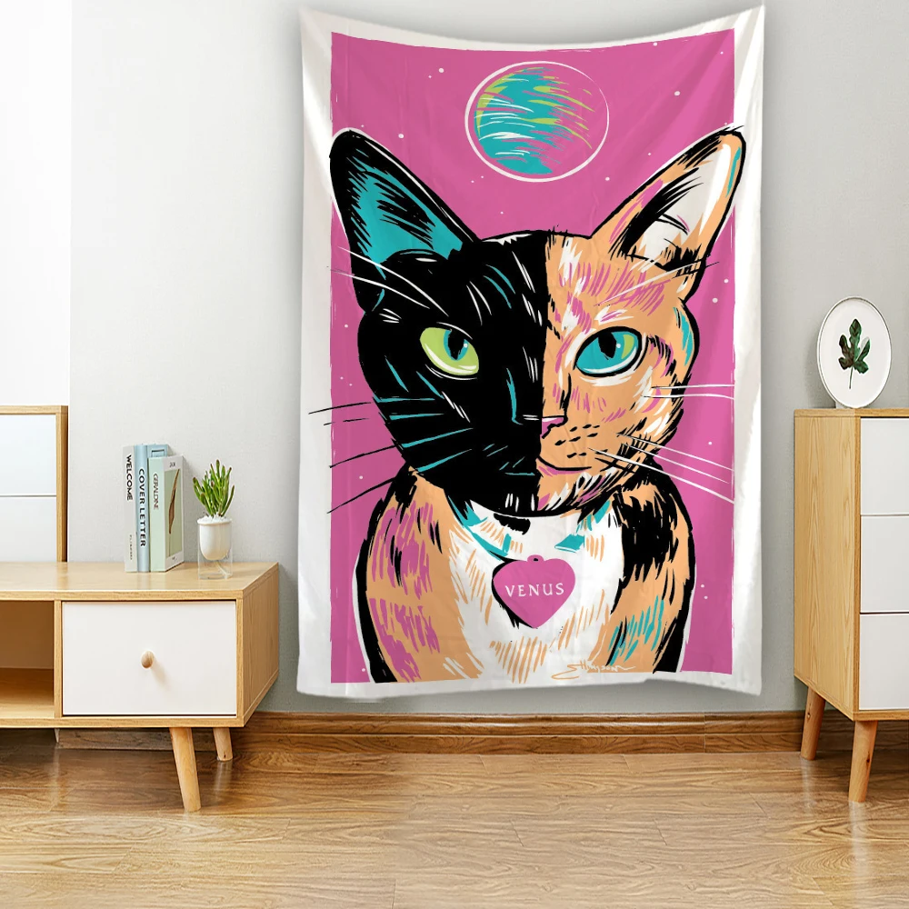

Cat Wallpaper Wall Stickers Psychedelic Hippiz Witchcraft Tapestry Wall Art Banner Flag kawaii Room Decor Painting Flip Chart B2