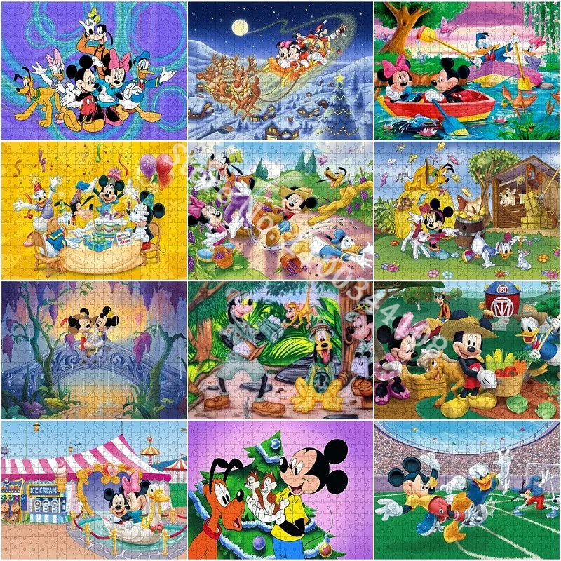 

Mickey Minnie Mouse Jigsaw Puzzle 35/500/1000 Pieces Educational Jigsaw Puzzle for Adults Teens Child Brain Challenge Daily Game