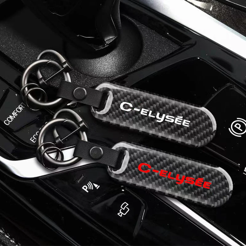 

Carbon Fiber Car Key Holder Custom Car Styling Emblem Keychain Key Chain Rings For C-ELYSEE C-Crosser Citroen VTS Xsara