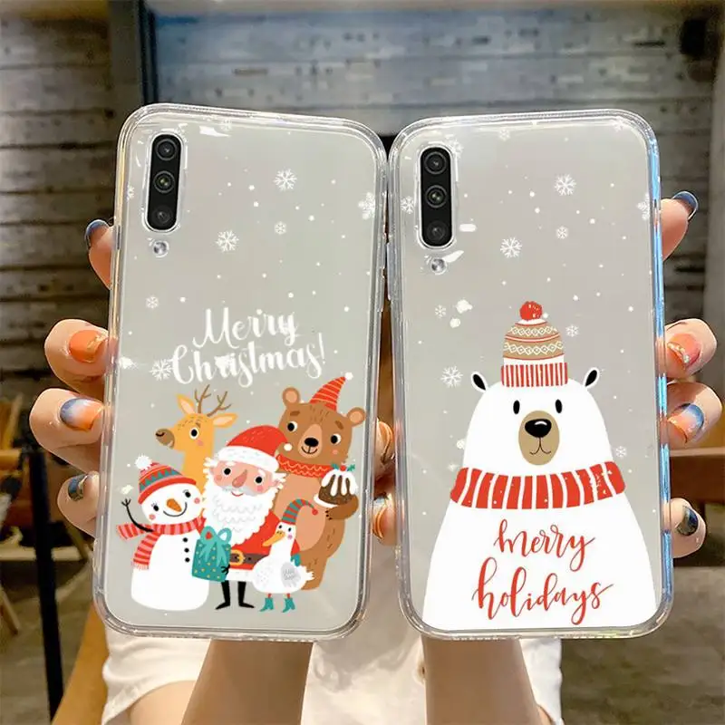 

Merry Christmas New Year Phone Case Transparent for Samsung S22 A52 A51 A71 A12 A31 A21 A30 S20 S21 Plus Lite Ultra