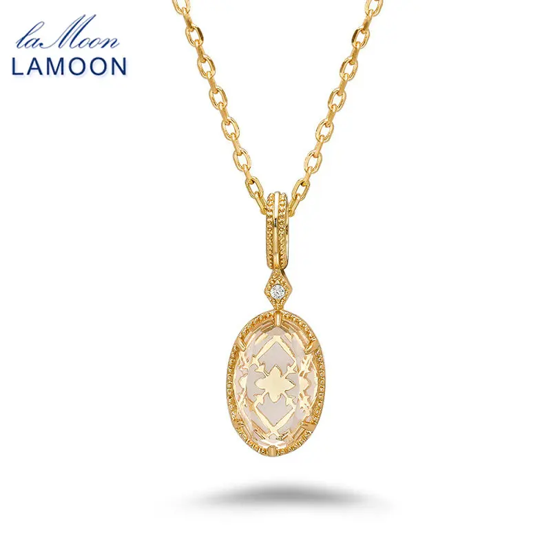 LAMOON винтажное ожерелье с подвеской из натурального кристалла средневековья для