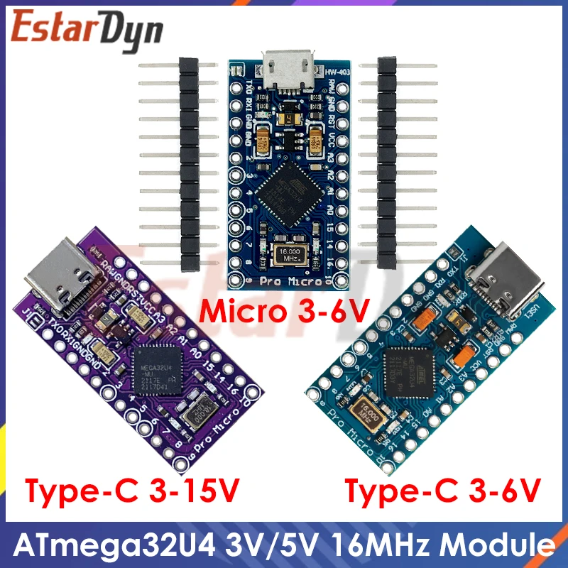 

MICRO/TYPE-C USB ATMEGA32U4 Module 5V 16MHz Board For Arduino ATMEGA32U4-AU/MU Controller Pro-Micro Replace for arduino