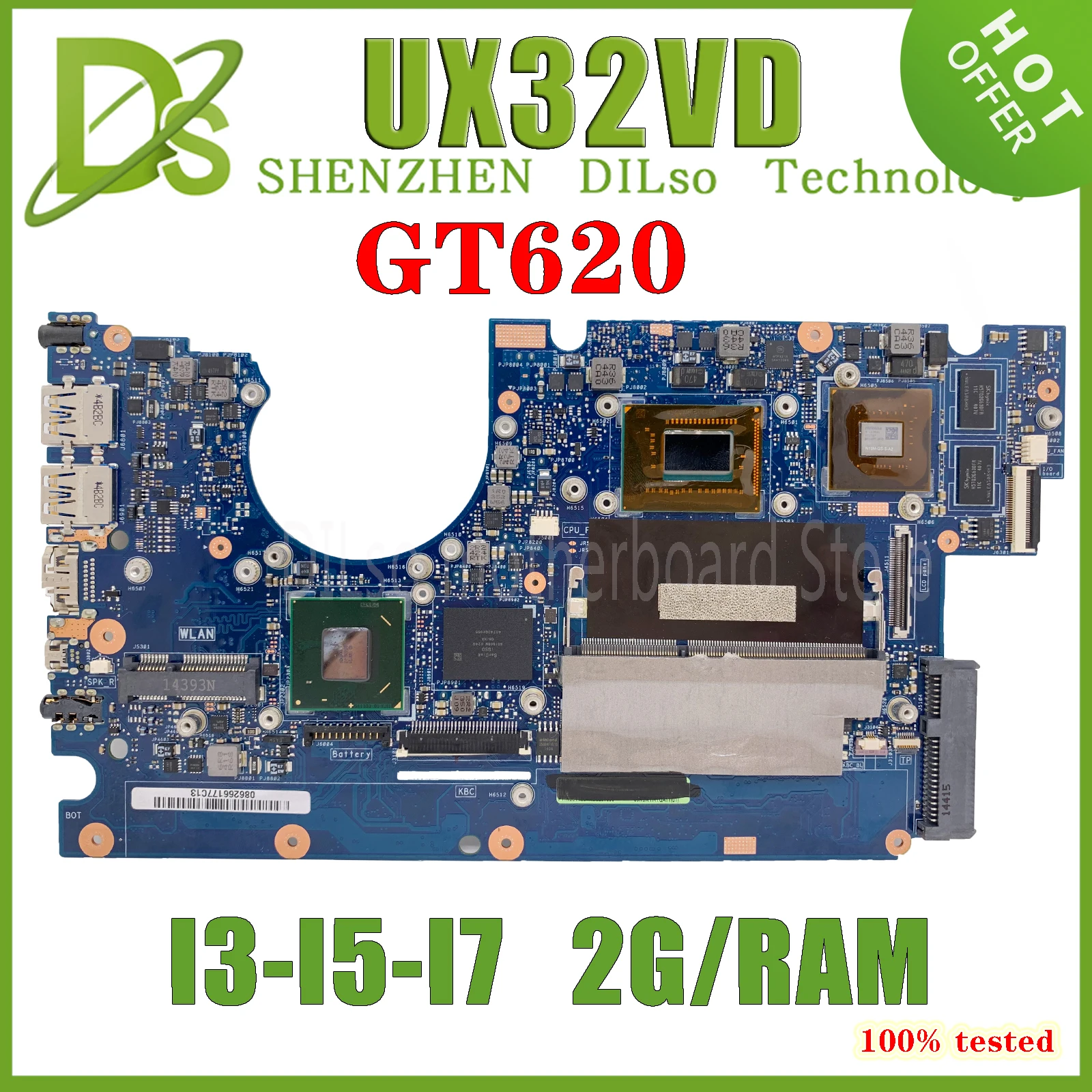 KEFU UX32VD   Asus Vivobook UX32A UX32V      2GB-RAM I3 I5 I7  3-  GT620M 100% 