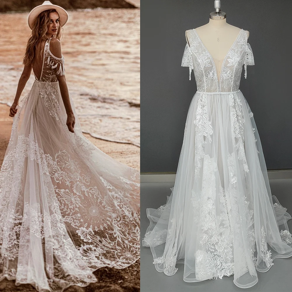 

Фатиновое свадебное платье с V-образным вырезом, открытой спиной и открытыми плечами