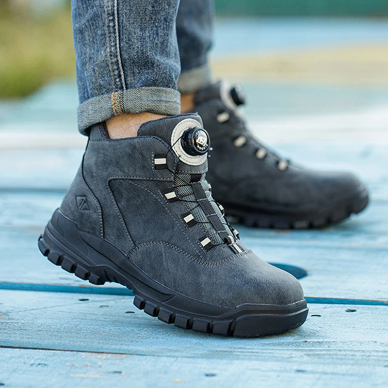 Waliantile Men Safety Work Boots Protective Steel Toe Anti-smashing Working Shoes Puncture Proof Non-slip Industrial Boot