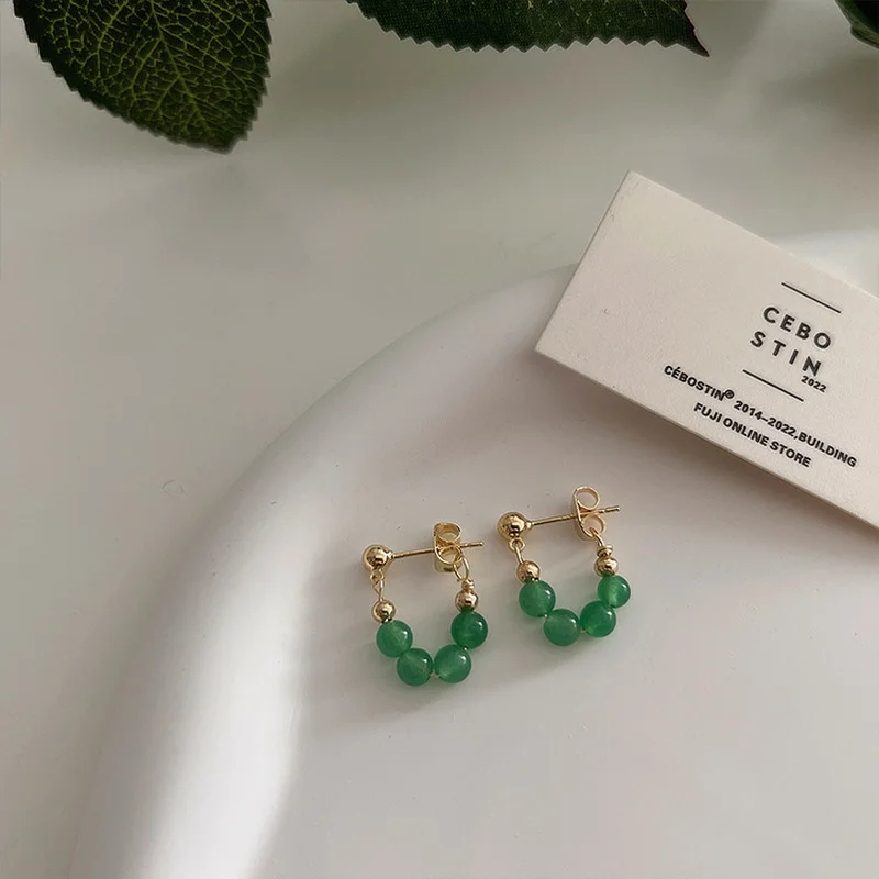 

Minar Textured Green Color Resin Beads Hanging Drop Earrings for Women Gold Color Metal Geometrical Hanging Earring Brincos 2022
