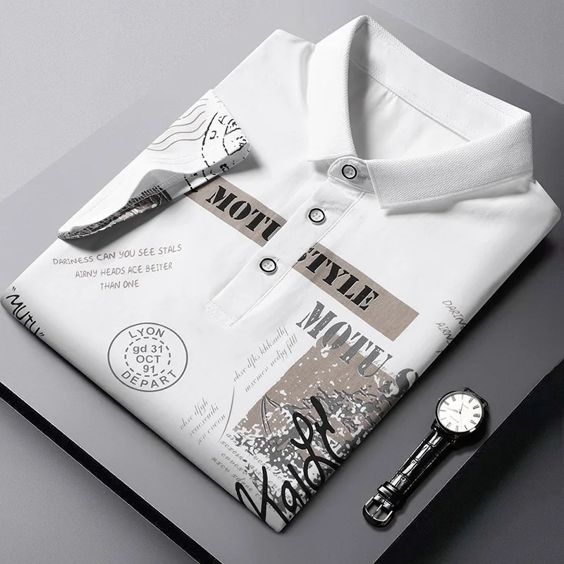 

2022 Men Summer Polo Shirt Short Sleeve Slim Fit Polos Fashion Breathable Clothing Tops Men business Office Casual lapel Shirts