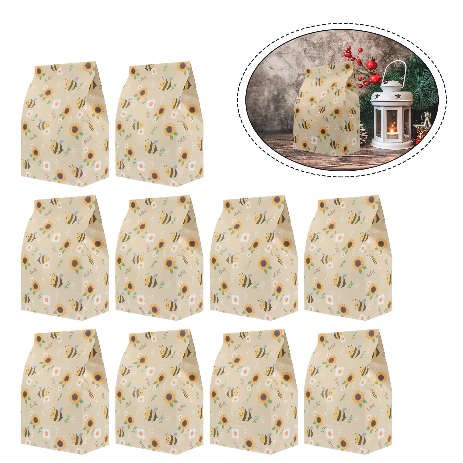 

Shopping Bag Bee Pattern Packaging Bags Lovely Paper Gift Storage Pouch Festival Muffin Bulk