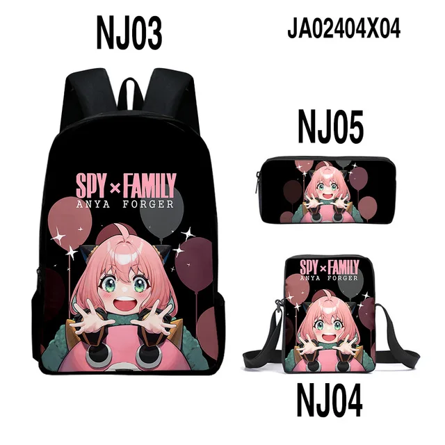 

3pcs Spy X Family Anya Forger Girls Backpack Japan Anime Cartoon Kawaii Boys Schoolbag Teens Kids Oxford Waterproof Backpack
