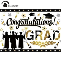 allenjoy congratulations grad gold black background party prom masters stars wheat bachelor cap photophone props backdrop