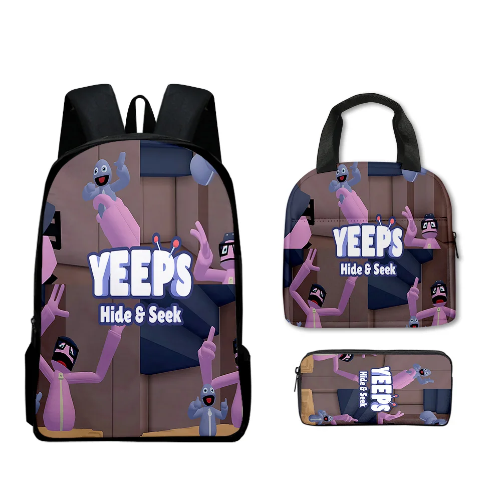 Фото Harajuku популярные забавные Yeeps Hide and Seek 3D принт 3 шт./компл. школьные сумки для ноутбука рюкзак сумка для обеда пенал №2