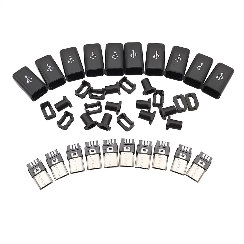 

Micro USB 5-контактный разъем для пайки, 10 шт., белый, черный