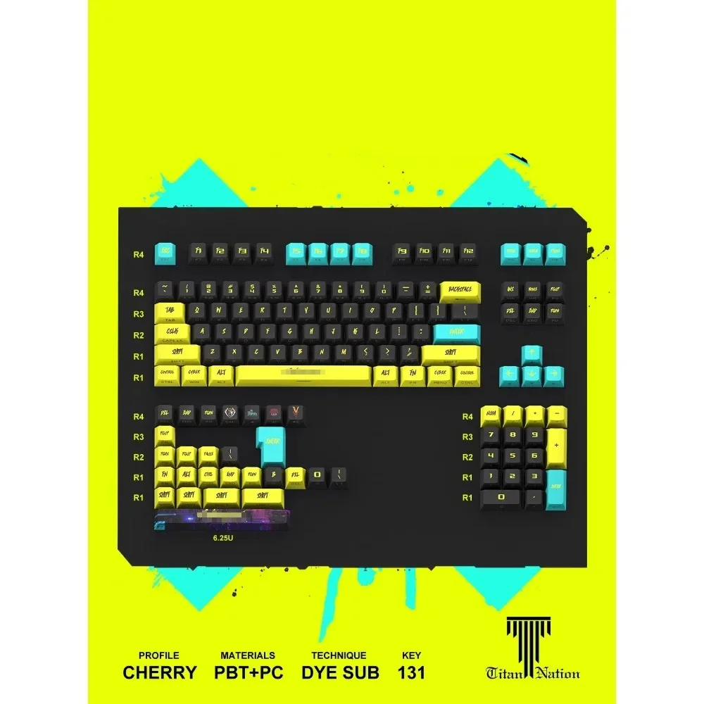 Cybe Puunk тема 131 клавиши колпачки клавиш PBT + PC боковые прозрачные оригинальные