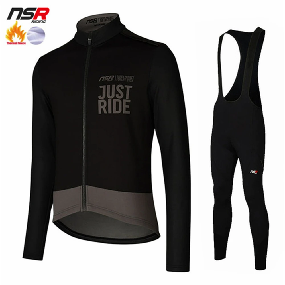 

Комплект зимней профессиональной велосипедной одежды Nsr, Мужская термальная флисовая одежда для велоспорта, костюм для шоссейного велосип...