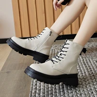 women green black martin botines boots femmes ankle boots leather shoes platform brand designer height increasing winter shoes