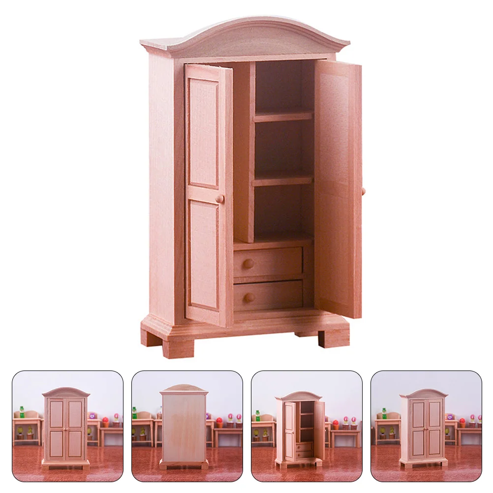 

Mini Wardrobe Ornaments Decorative House Retro Toy Room Model Wooden Cabinet Furniture Props Home Accents