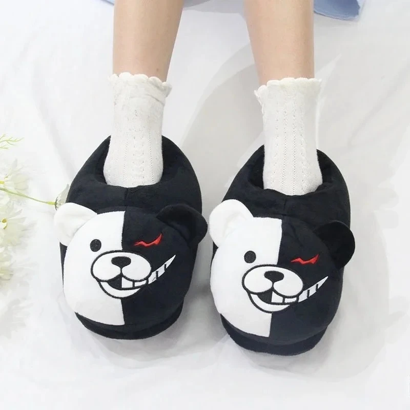 Фото Тапочки Danganronpa Anime Monokuma, хлопковые тапочки унисекс для взрослых, теплые домашние тапочки с героями мультфильмов, подарки на день рождения №4