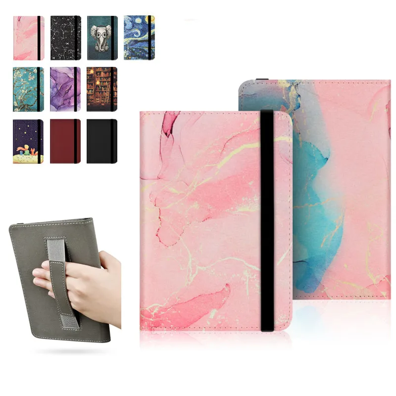 

Cute Universal Flip Book Cover for Kobo Aura Edition 2 (6''-inch) HD E Ink Carta EReader N236 Cased Aura 2 Ebook Case Hand Strap