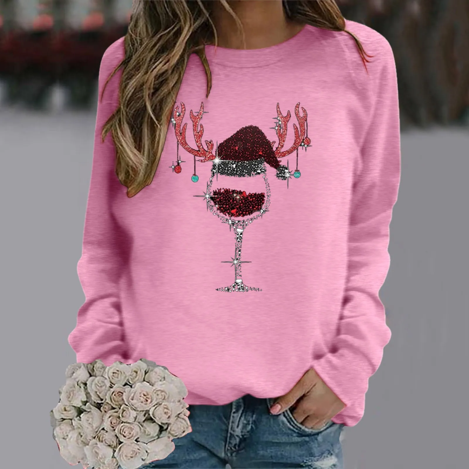 

Женский свитшот с круглым вырезом, круглым вырезом и длинным рукавом