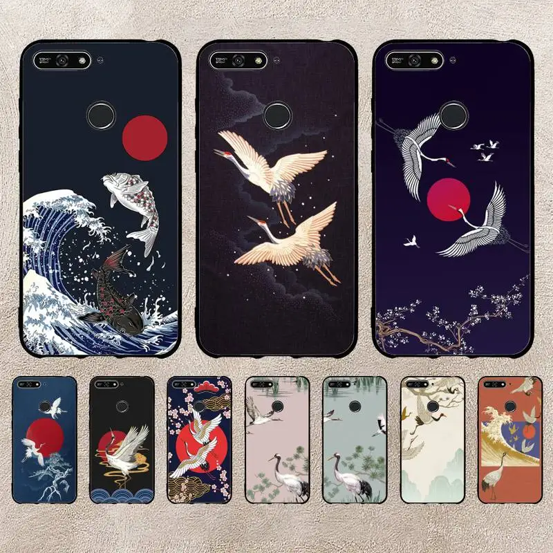 

Kanagawa Waves Carp Crane Phone Case For Xiaomi 11 10 12Spro A2 A2lite A1 9 9SE 8Lite 8explorer F1 Poco 12S Ultra Cove