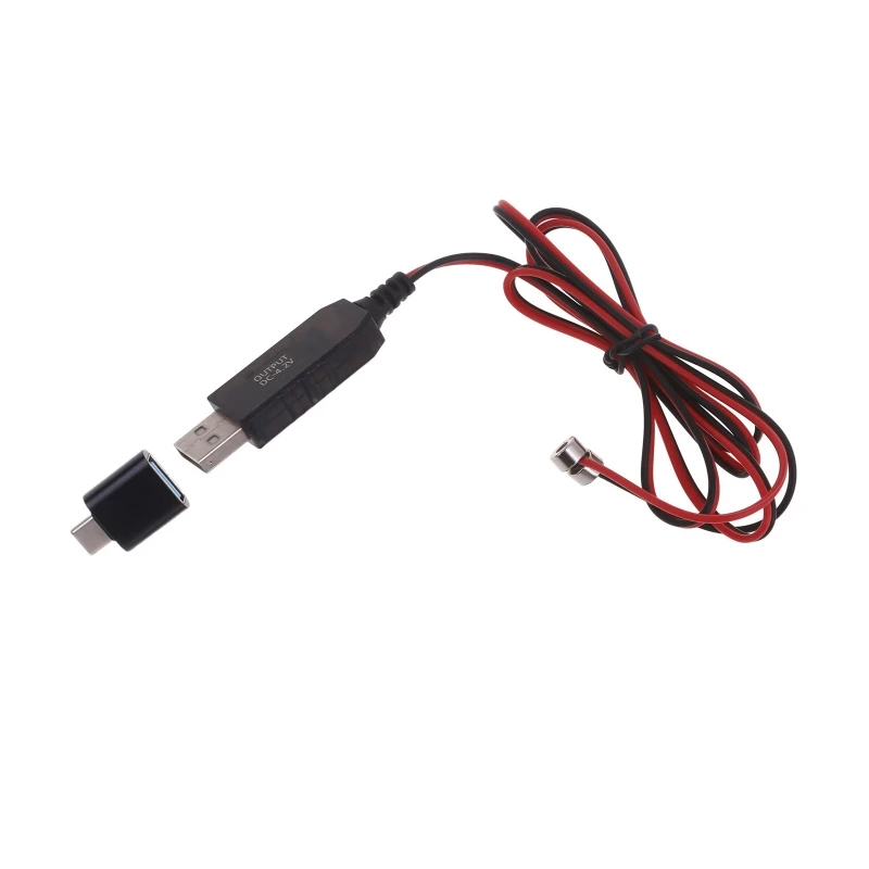 

USB Magnetic Cable Power Cord for 3.7V 14500 16340 26650 Lithium Battery Charging Line with Type-C Adapter