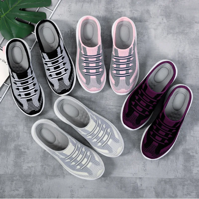 Women Winter Indoor House Slippers Female Mules Breathable Soft Home Half Shoes Fashion Female Casual Flats Shoes Mom