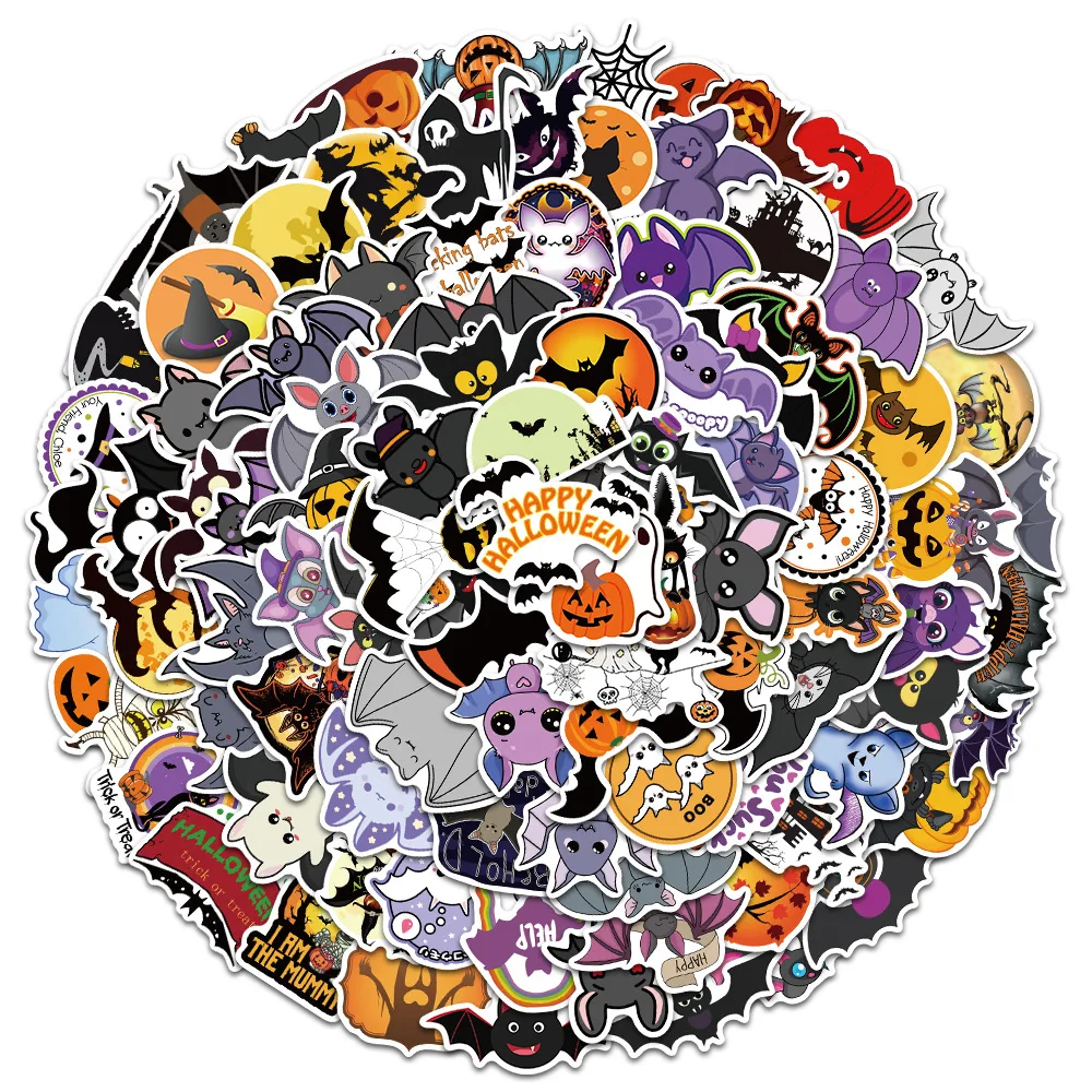 

10/30/50/100pcs Halloween Horror Bat Chiroptera Graffiti Stickers DIY Waterproof Suitcase Notebook Bike Car Skateboard Stickers