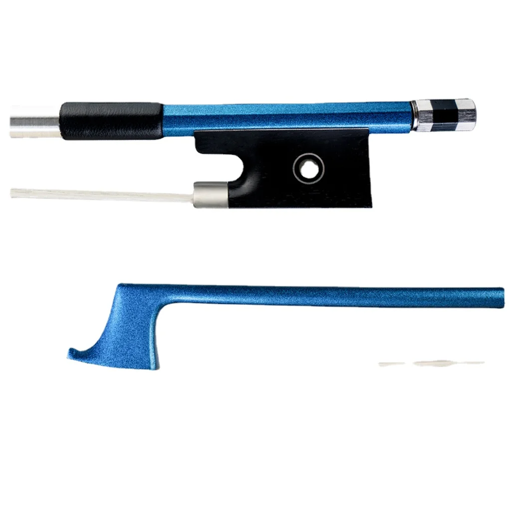 

NAOMI Blue Carbon Fiber Violin Bow 4/4 Round Stick Mongolian Horsehair Silver Wrap w/ Paris Eye Fully-Line Abalone Inlay