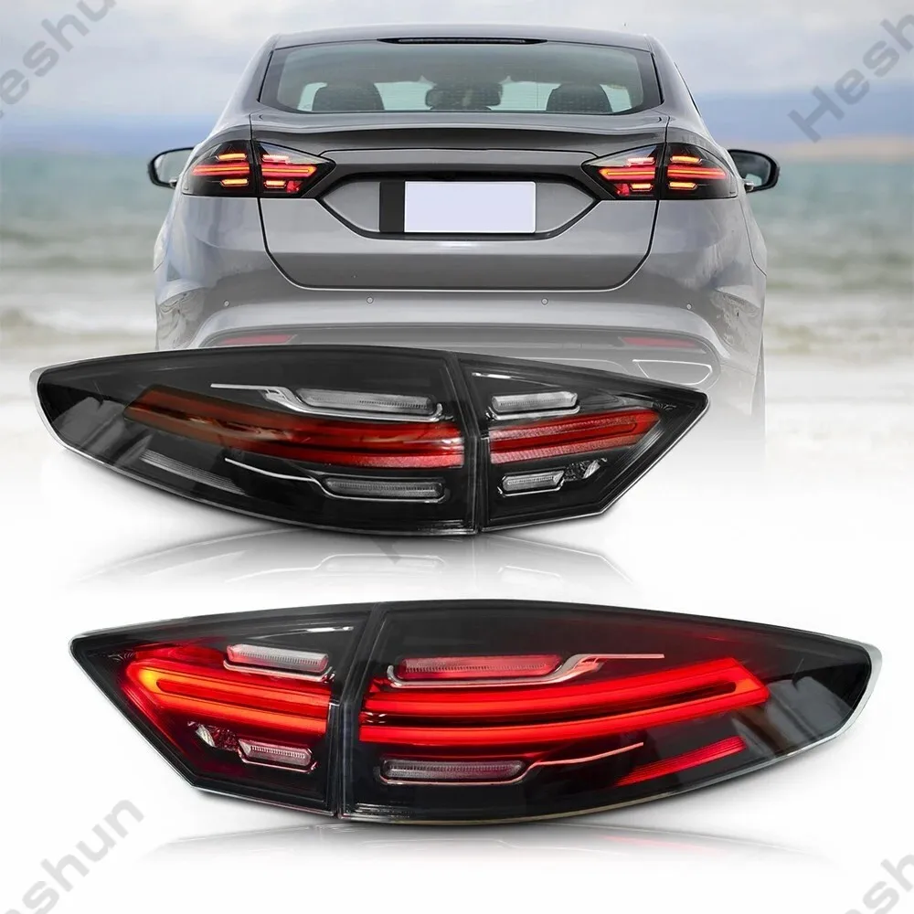 Фото Пара полностью светодиодных задних фонарей для Ford Mondeo MK5 Fusion Sedan 2013 2014 2015 2016, задние фонари, стоп-сигналы, противотуманные фары, указатели поворота, дневные ходовые огни (DRL) №4