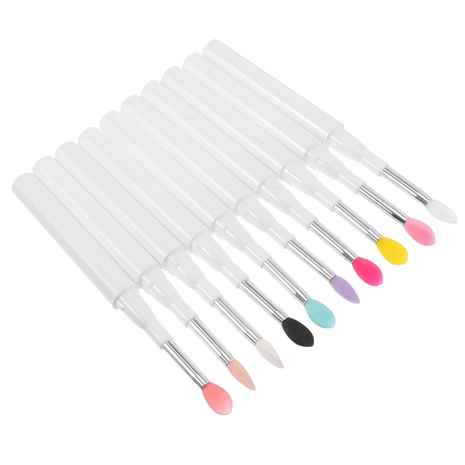 

10Pcs Makeup Brush with Lid Silicone Lip Brush Eyeshadow Applicator