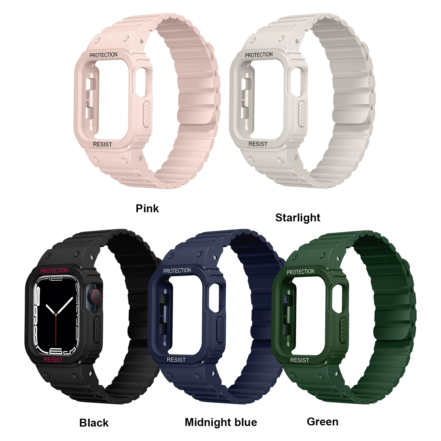 Mod Kit Case Rubber Strap For Apple Watch Ultra 8 7 6 SE 5 Silicone Armor Cover Magnetic Band Bracelet 49mm 45mm 44mm 41mm 40mm