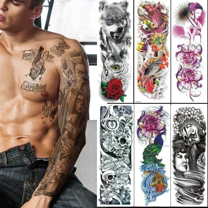 Временные татуировки для мужчин и женщин водонепроницаемые поддельные на всю