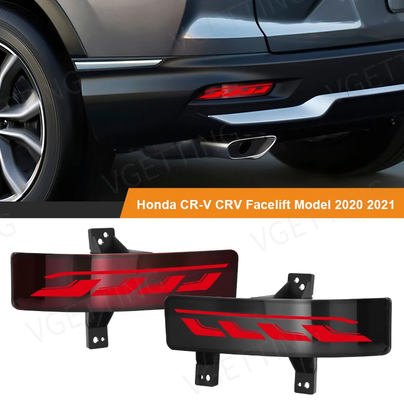 

1 Pair Car LED Rear Bumper Reflector Light Fit For Honda CRV CR-V 2020 2021 2022 Dynamic Flowing Turn Signal Warning Brake Lamps