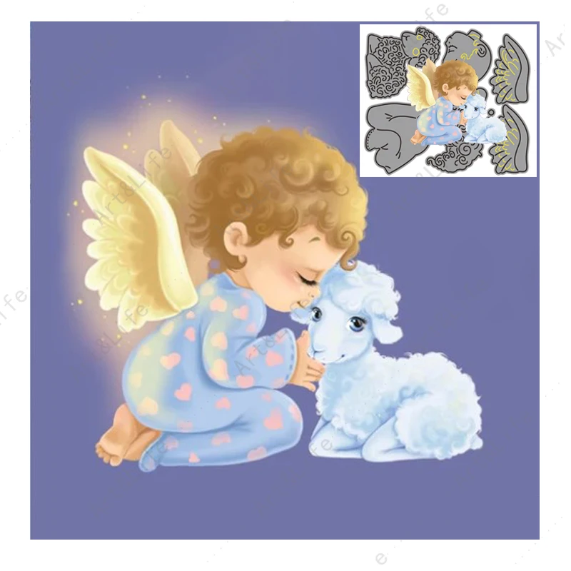 Baby Angel Cute Boy And Sheep Metal Cutting Dies Crafts Stencils For Scrapbooking Album Paper Card Embossing DIe Cut Knife Mould