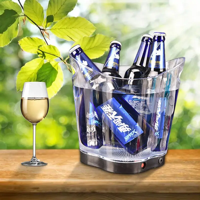 

Прозрачное цветное водонепроницаемое пластиковое светодиодное ведро для льда, ведро для шампанского, виски, пива, бара, ведро для льда для н...