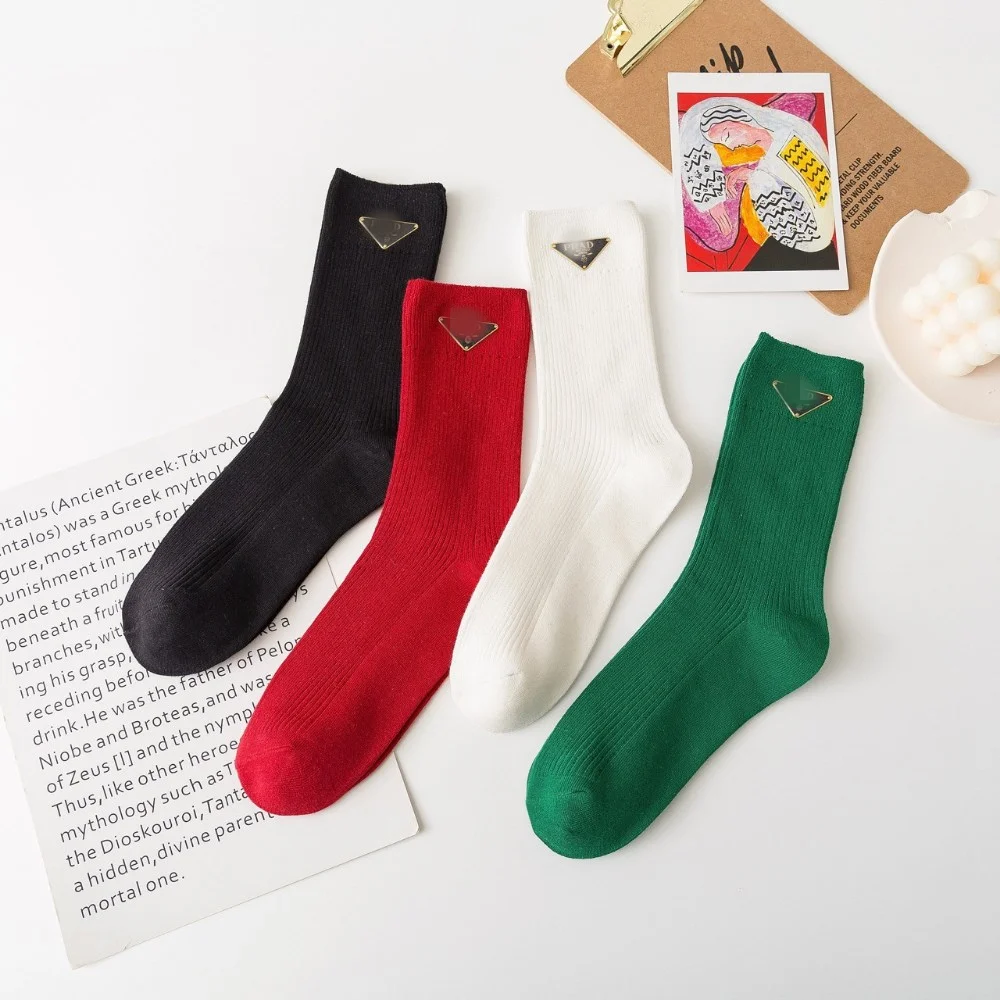 

Cotton Triangle Label Socks Harajuku Label Embroidery Socks Breathable Sports Street Trend Women's Tube Socks