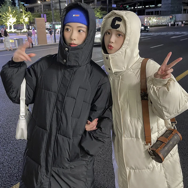 Women's Winter Parkas Hooded Long Down Jackets for Women Thick Warm Cotton Padded Coats Oversized Outerwear Female Soft Tops