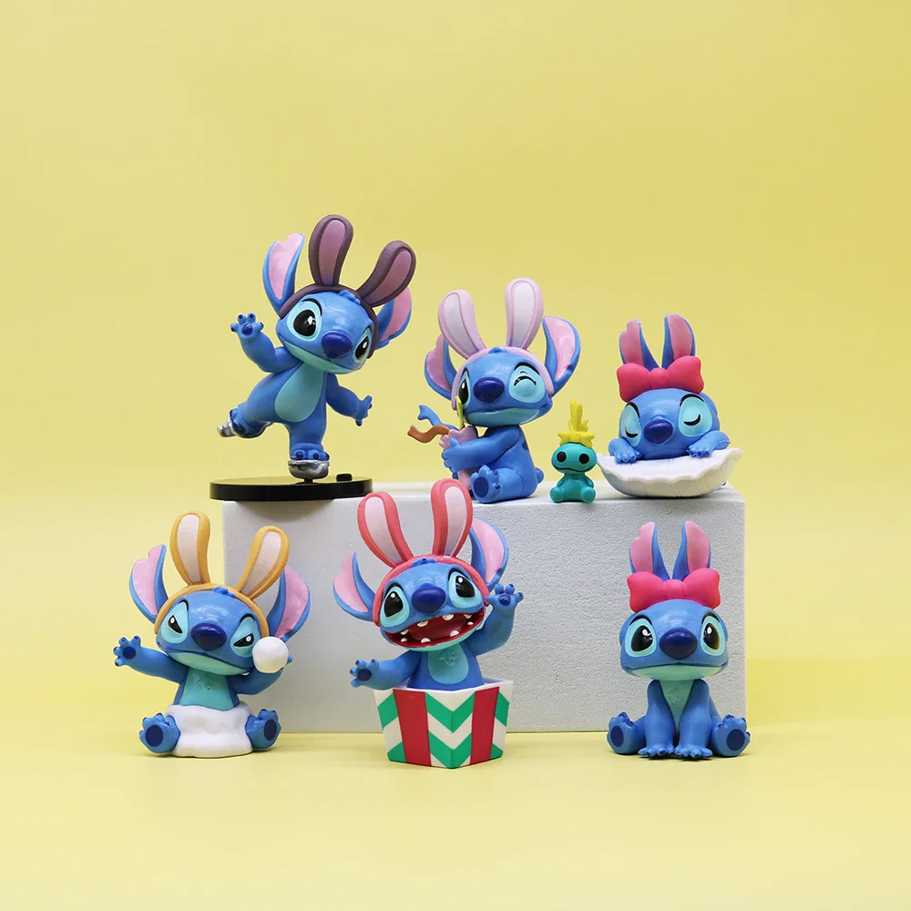 

Стич зимняя история кролик Ститч Аниме Фигурка Q версия кукла модель игрушка украшения модель Мультяшные фигурки