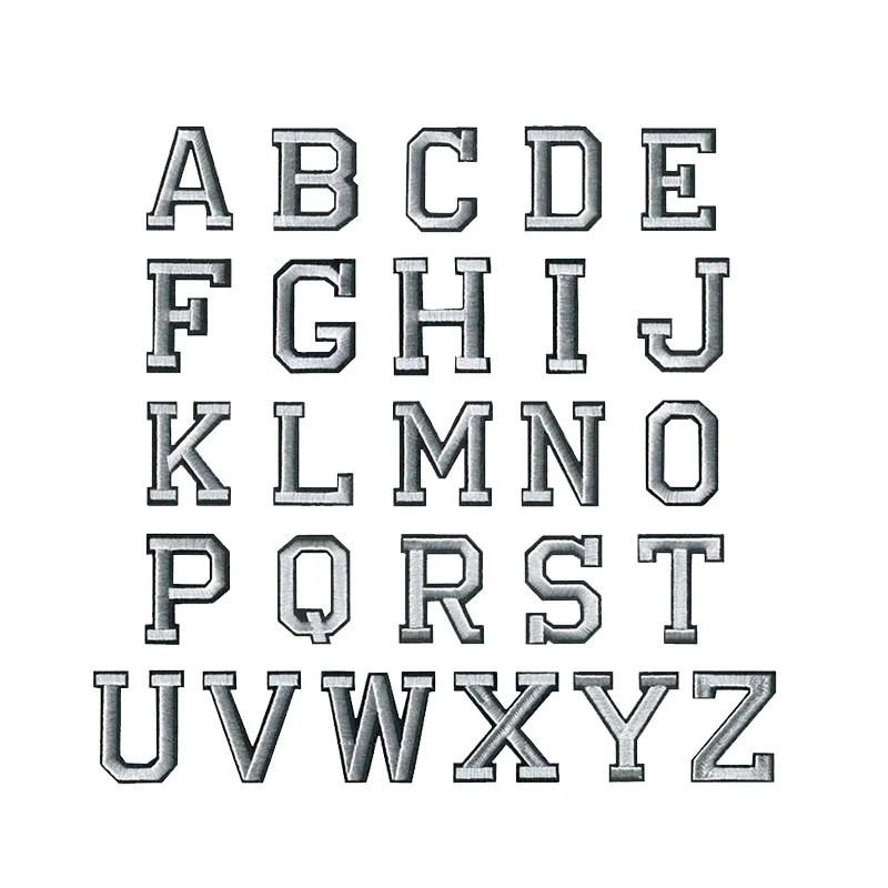 

Серебряные английские нашивки с цифрами, вышитые буквы алфавита, наклейки для шитья утюгом, аппликация для школьной одежды