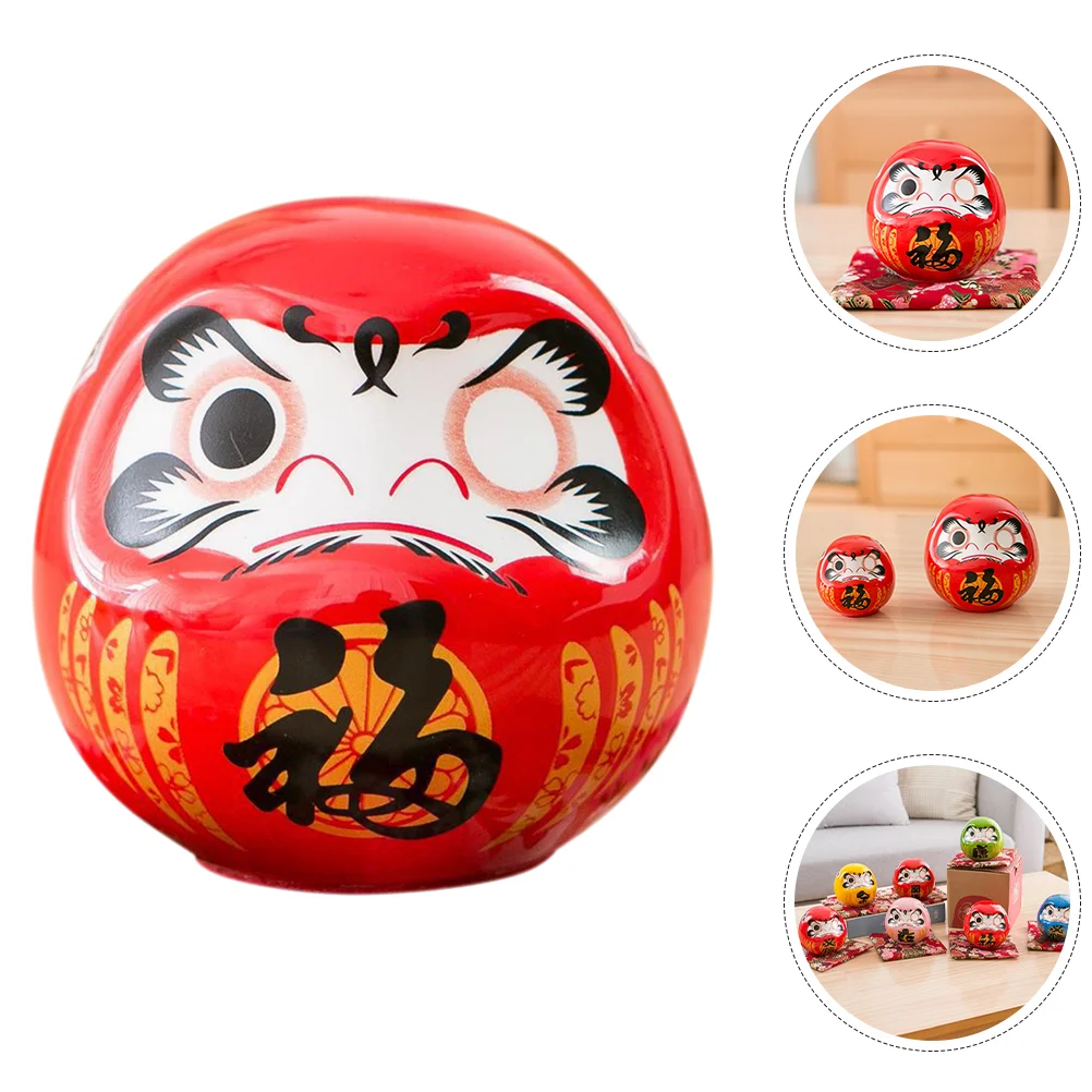 Игрушки Маленькие Bodhidharma Украшения Fortune Керамический стол Daruma Маленькая красная