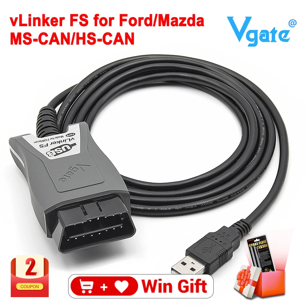 Автомобильный сканер Vgate ELM327 vLinker FS USB OBD2 для Ford Mazda