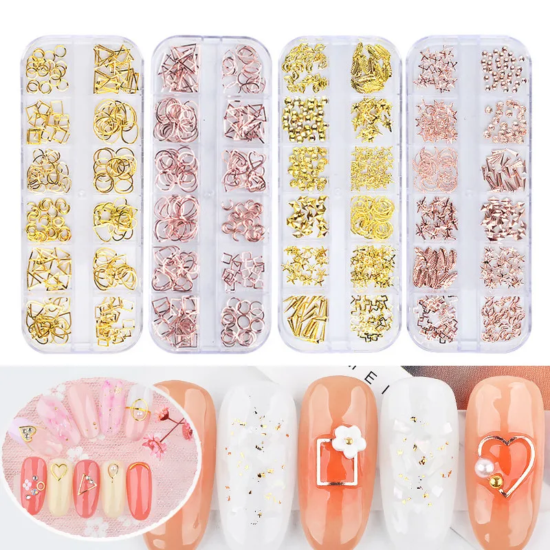 

Розовое золото, украшения для ногтей, подвески, металлический сплав, заклепки, детали