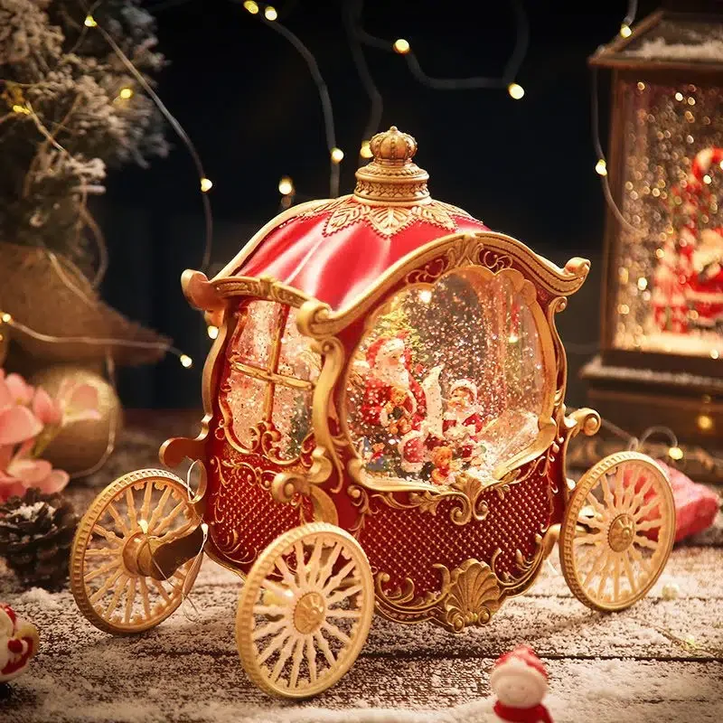 Christmas Snow Globes, Christmas Carriage Snow Globe For Christmas Table Centerpiece Decoration, Santa, Christmas Tree, Christma