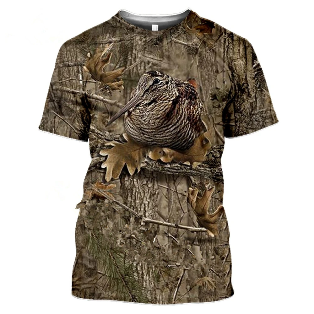 Camouflage Hunting Animal Rabbit Men's Summer Casual Oversized 3D T-Shirt Street Fashion Short Sleeve Pullover