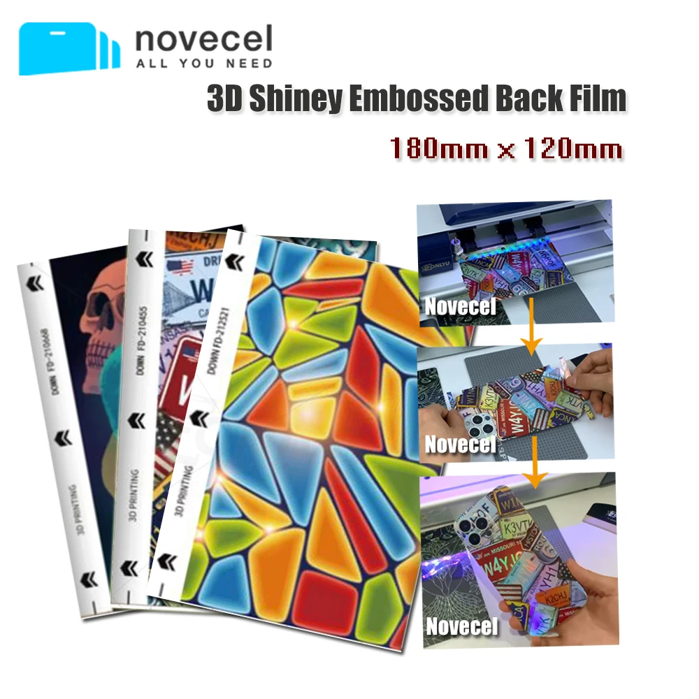 

50pcs Mixed 3D Shiney Embossed Back Protective Film For Phone Rear Housing Skin For Devia Rockspace Sunshine Hydrogel Plotter